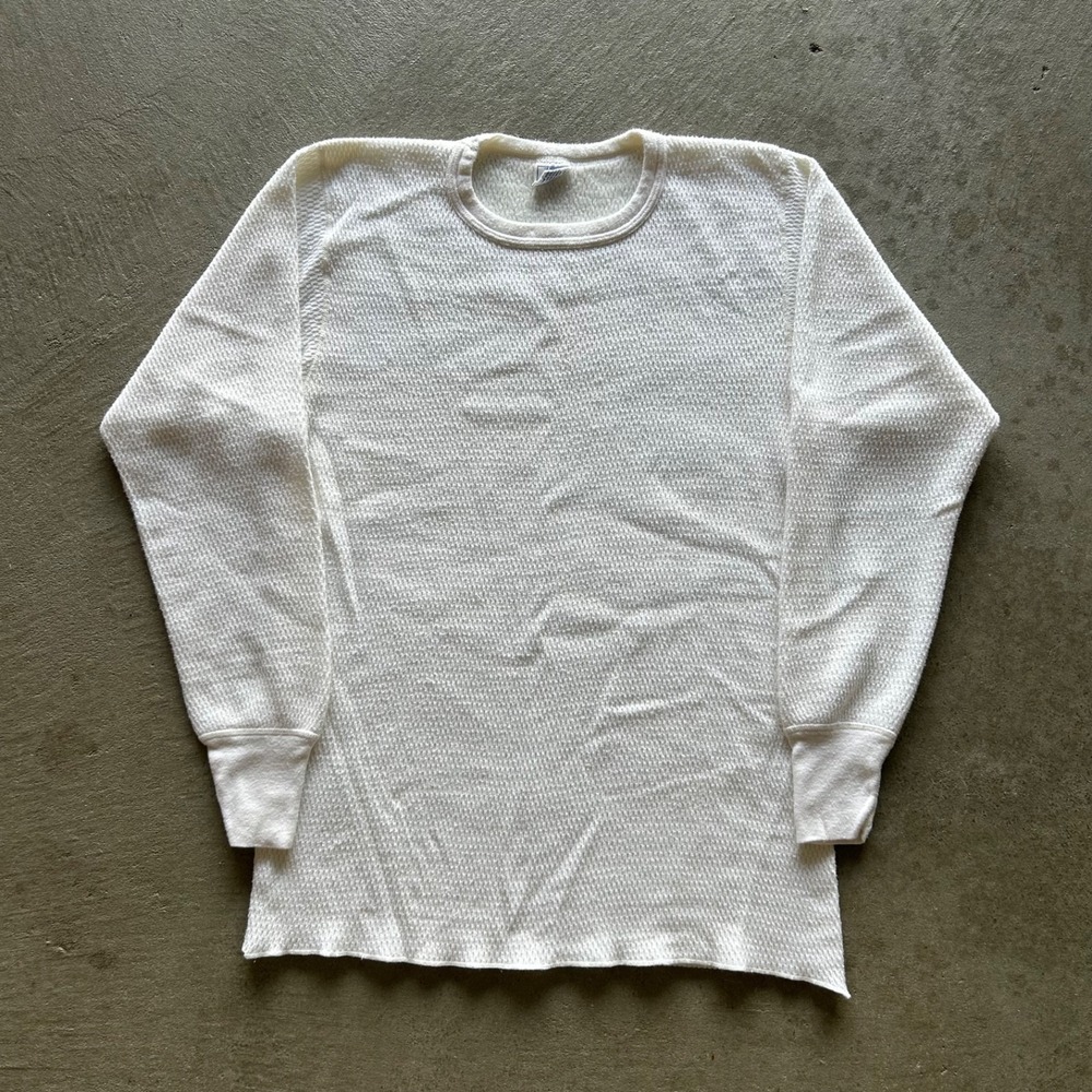 Vintage 60s Arctex Thermal Long Sleeve Shirt Size XL White Waffle Knit
